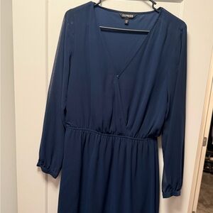Express Navy Long Sleeve Dress